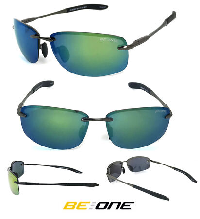 BeOne Anti-Glare Polarized Sunglasses Sports Rimless Mirrored Lens