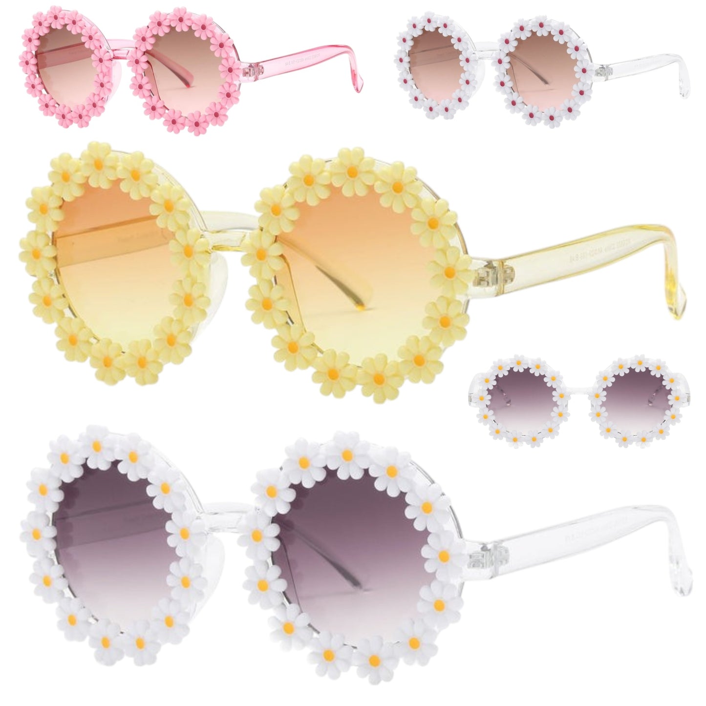 Round Festival Sunglasses with Plastic Daisy Flowers