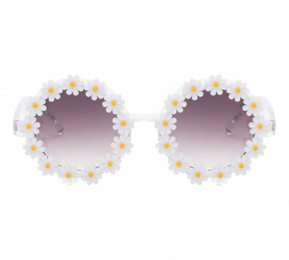 Round Festival Sunglasses with Plastic Daisy Flowers