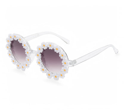 Round Festival Sunglasses with Plastic Daisy Flowers