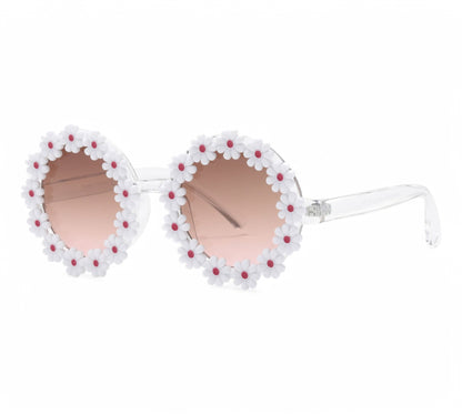 Round Festival Sunglasses with Plastic Daisy Flowers