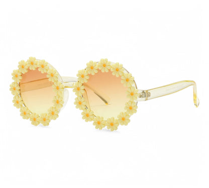 Round Festival Sunglasses with Plastic Daisy Flowers