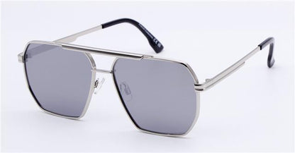 Unisex Small Metal Pilot Sunglasses with Flat Lens and Flat Top Silver Black Smoke Lens Unbranded FC6554_7_f0a0efc7-0132-40c9-9759-62d2ecfab4ad