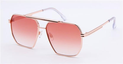 Unisex Small Metal Pilot Sunglasses with Flat Lens and Flat Top Unbranded FC6554_8_c76c596f-5cf5-4e75-9a92-1c7d65be564f Rose Gold Clear Pink Lens