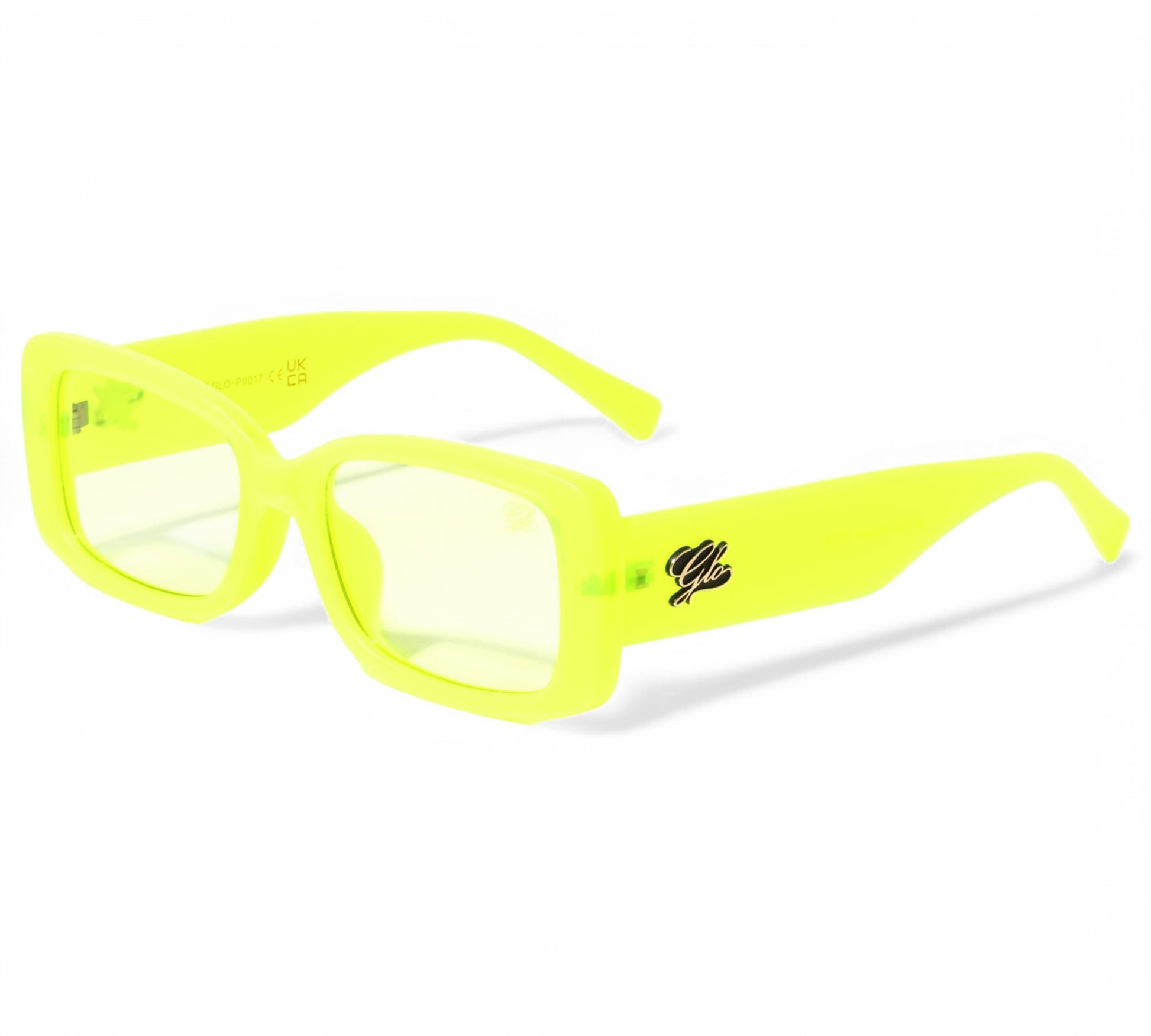 Glo Women's Rectangle Coloured Lens Sunglasses Glo GLO-P0017-glo-plastic-frosted-color-rounded-rectangle-sunglasses-_4 Yellow Yellow Clear Lens {{ color }}