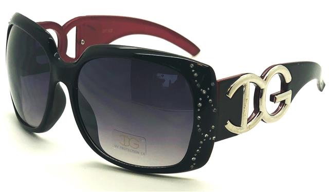 Designer Oversized Diamante Womens Sunglasses Black Pink Smoke Gradient Lens IG Eyewear IG015Db