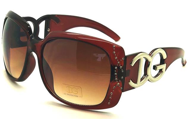 Designer Oversized Diamante Womens Sunglasses Brown Tint Brown Gradient Lens IG Eyewear IG015De