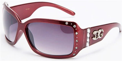 Designer Rhinestone Sunglasses Wrap around Large Womens IG® Eyewear Shades Red Smoke Gradient Lens IG Eyewear IGREDSUNGLASSES