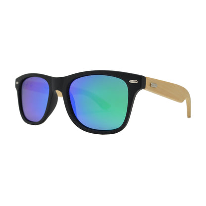 Polarized Bamboo Wood Sunglasses | UV Protection Eco Specs IMG-0615 Black Green Mirror Polarized {{ color }}