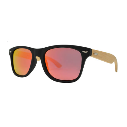 Polarized Bamboo Wood Sunglasses | UV Protection Eco Specs IMG-0616 Black Red Mirror Polarized {{ color }}