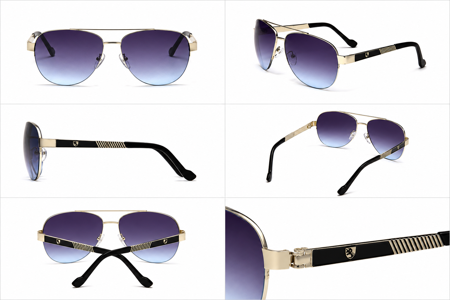 Khan Semi-Rimless Pilot Sunglasses – UV400 Gradient Colour Lens Small Frame Men’s Shades Khan IMG-0654 {{ color }}