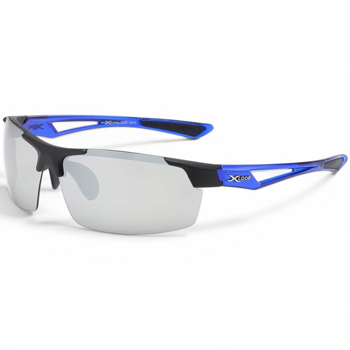 XLoop Sport Wrap Sunglasses – Lightweight Performance Eyewear for Active Lifestyles X-Loop IMG-0698 Black Blue Mirror Lens {{ color }}