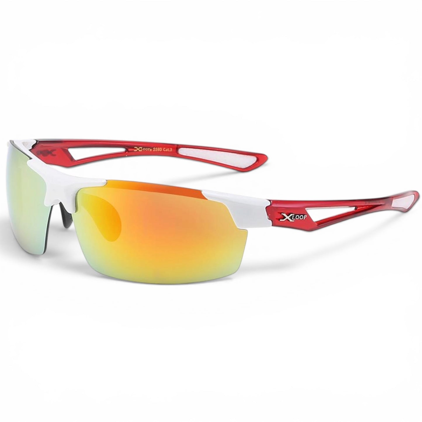 XLoop Sport Wrap Sunglasses – Lightweight Performance Eyewear for Active Lifestyles X-Loop IMG-0699 White Red Orange Mirror Lens {{ color }}