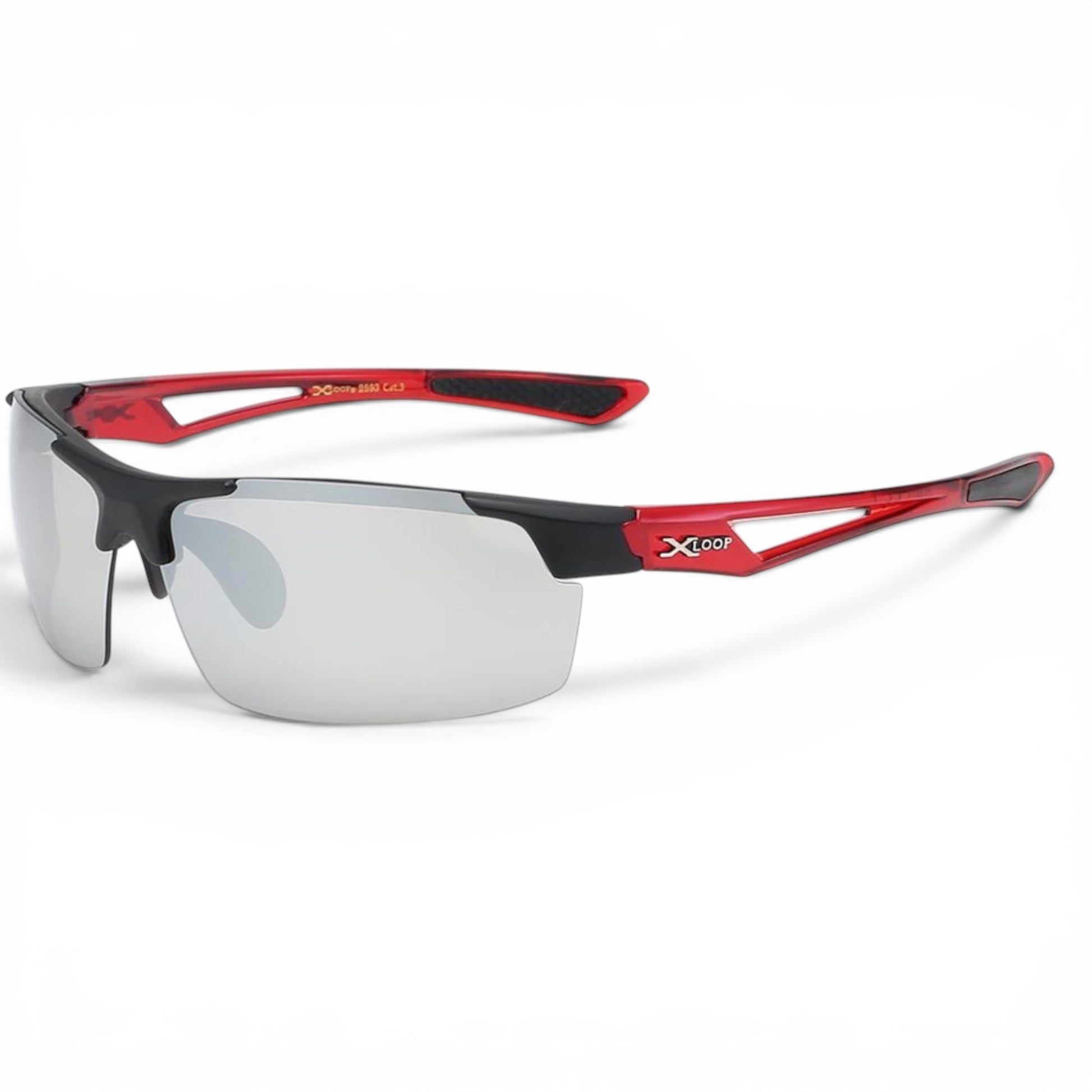 XLoop Sport Wrap Sunglasses – Lightweight Performance Eyewear for Active Lifestyles X-Loop IMG-0702 Red Black Mirror Lens {{ color }}