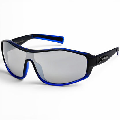 XLoop Sports Wrap Sunglasses – UV400 Shield Lens X-Loop IMG-0716 Black Blue {{ color }}