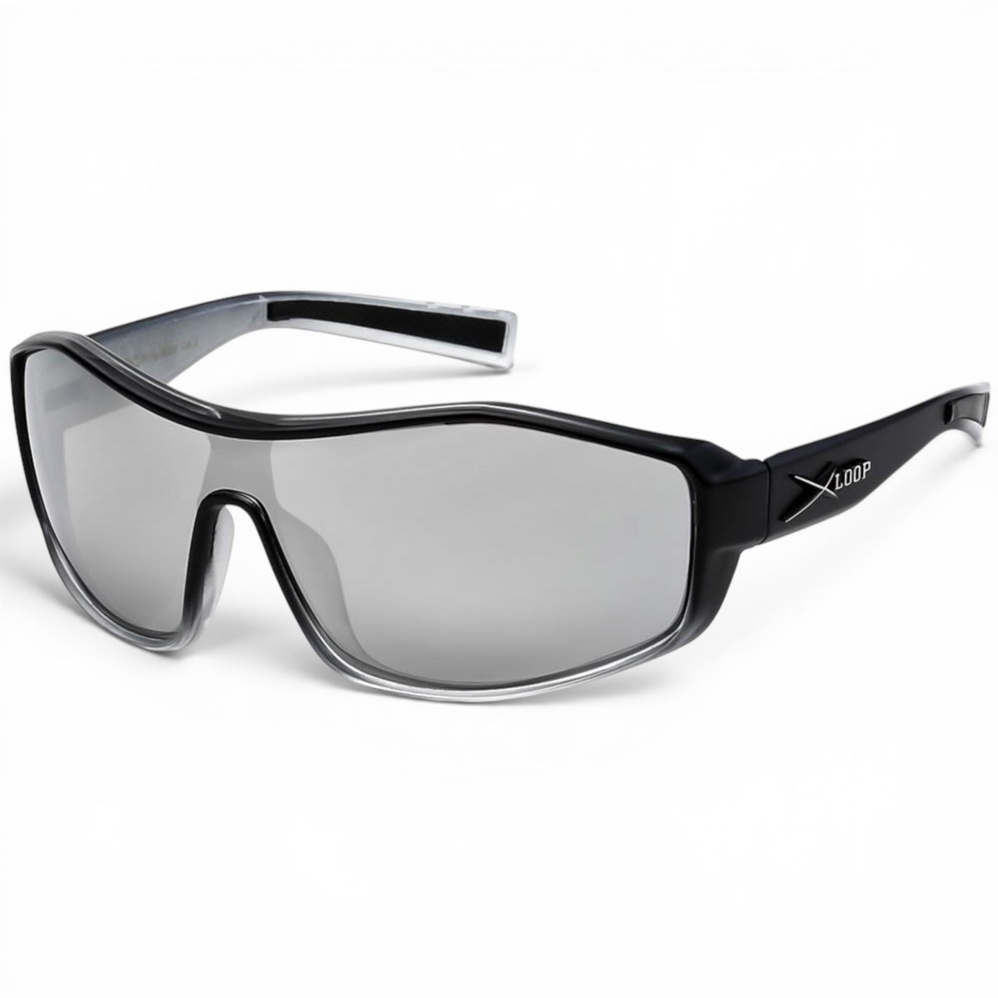XLoop Sports Wrap Sunglasses – UV400 Shield Lens X-Loop IMG-0718 Black Silver {{ color }}