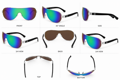 Mens Khan Wrap Around One Piece Mirror Lens Shield Pilot Sunglasses Khan IMG-0753 {{ color }}