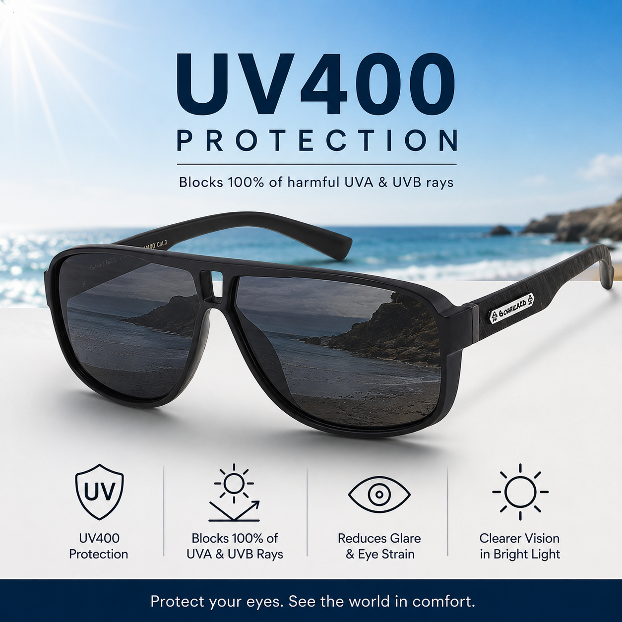 Biohazard Wood Effect Pilot Shield Style Sunglasses – Retro Oversized UV400 Fashion Eyewear Biohazard IMG-0791 {{ color }}
