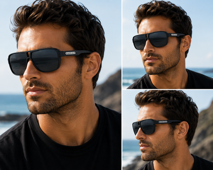 Biohazard Wood Effect Pilot Shield Style Sunglasses – Retro Oversized UV400 Fashion Eyewear Biohazard IMG-0794 {{ color }}