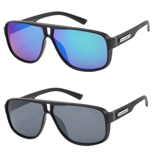 Biohazard Wood Effect Pilot Shield Style Sunglasses – Retro Oversized UV400 Fashion Eyewear Biohazard IMG-0795 {{ color }}