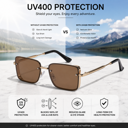 Men's Retro Semi-Rimless Narrow Pilot Sunglasses | Manhattan Skyline collection Manhattan IMG-0811 {{ color }}