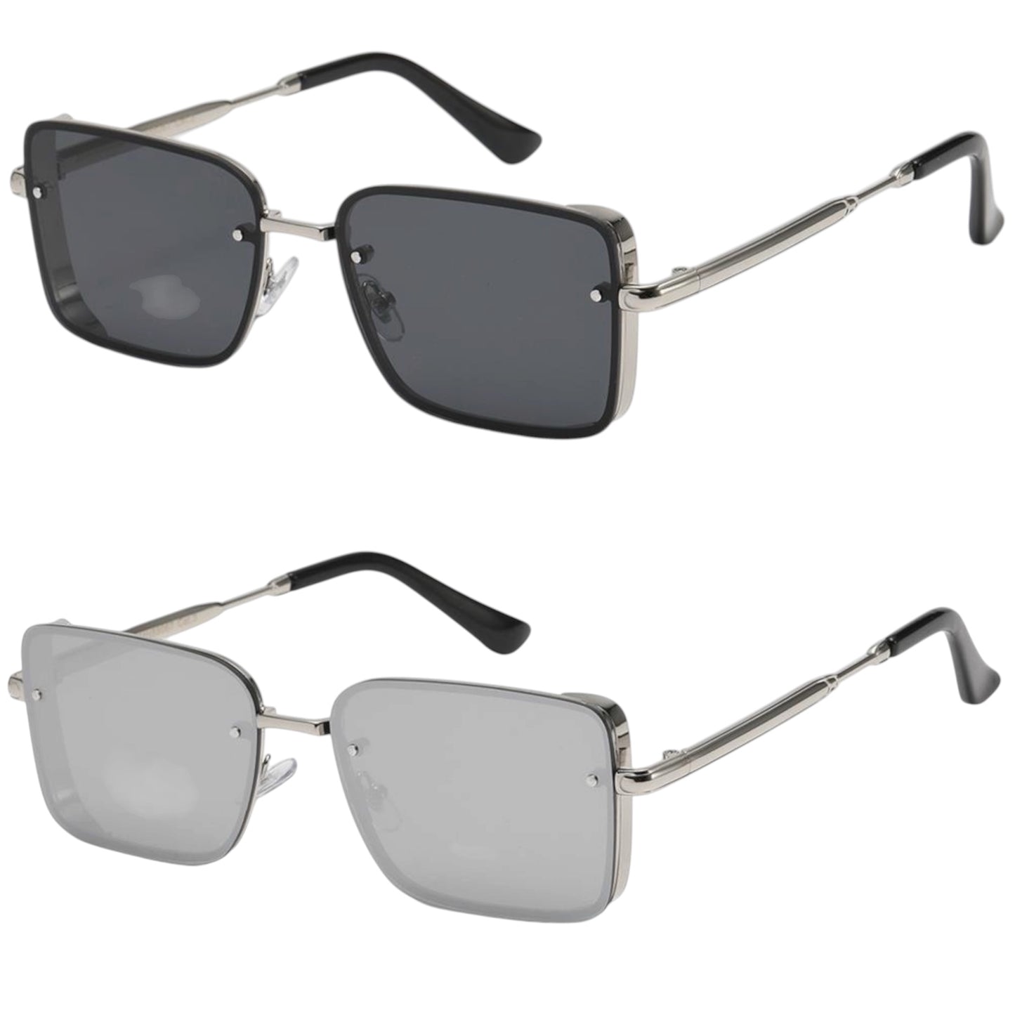 Men's Retro Semi-Rimless Narrow Pilot Sunglasses | Manhattan Skyline collection Manhattan IMG-0812 {{ color }}
