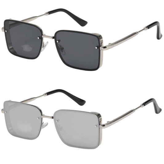 Men's Retro Semi-Rimless Narrow Pilot Sunglasses | Manhattan Skyline collection Manhattan IMG-0812 {{ color }}