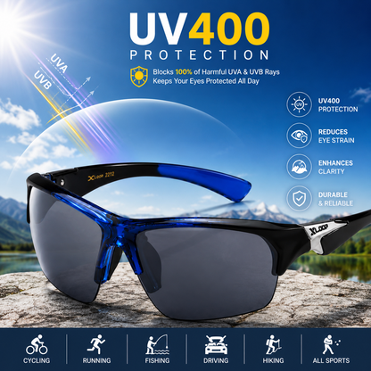 XLoop Sports Wrap Around Sunglasses UV400 Semi-Rimless Lightweight Unisex