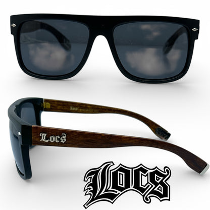 Locs Black Large Classic Sunglasses with wooden look temples For Men Locs Shades IMG-8624 {{ color }}