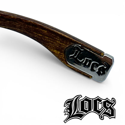 Locs Black Large Classic Sunglasses with wooden look temples For Men Locs Shades IMG-8626 {{ color }}