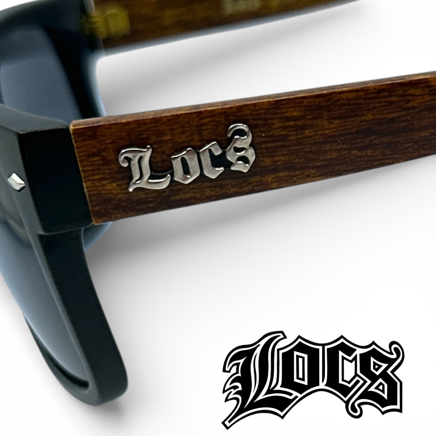 Locs Black Large Classic Sunglasses with wooden look temples For Men Locs Shades IMG-8627 {{ color }}