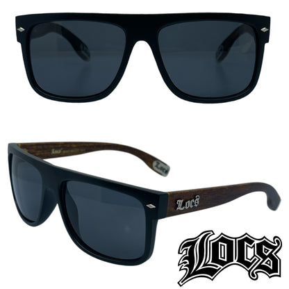 Locs Black Large Classic Sunglasses with wooden look temples For Men Locs Shades IMG-8631 {{ color }}