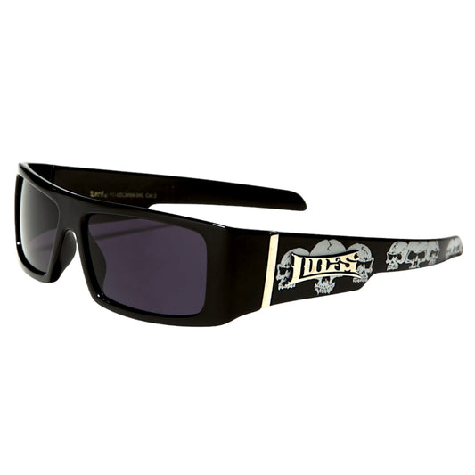 Children's Black Wrap Sunglasses Kids Locs Hip Hop Skull OG Gangster UV400 3-8yr Locs Hardcore Shades KG-LOC9058-SKL_1