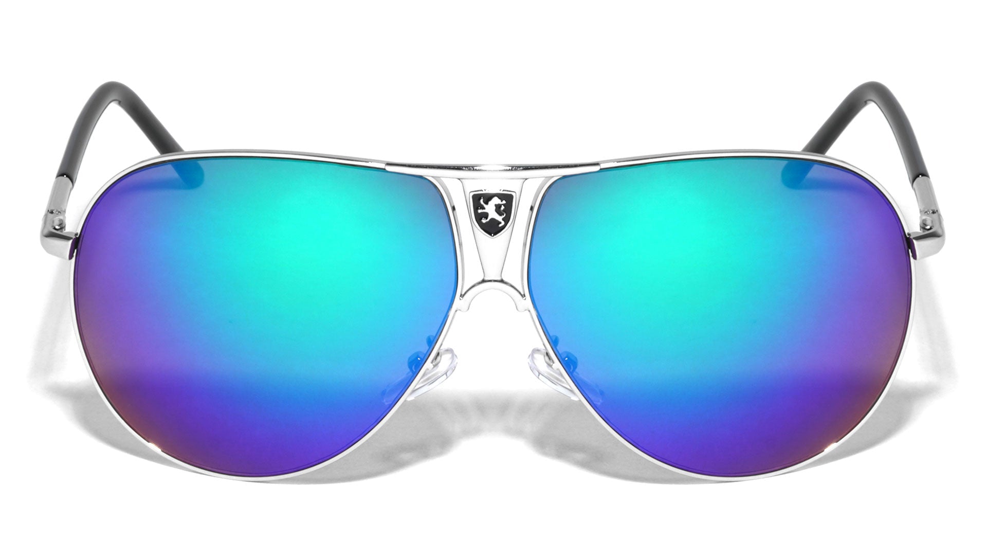 Flat Top Turbo Large Shield Mirror Pilot Khan Sunglasses for Men Khan KN-1086-CM-khan-colo-mirror-metal-aviators-sunglasses-01 {{ color }}