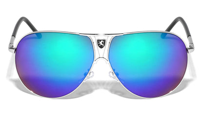 Flat Top Turbo Large Shield Mirror Pilot Khan Sunglasses for Men Khan KN-1086-CM-khan-colo-mirror-metal-aviators-sunglasses-01 {{ color }}