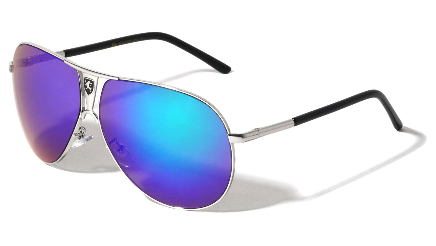 Flat Top Turbo Large Shield Mirror Pilot Khan Sunglasses for Men Khan KN-1086-CM-khan-colo-mirror-metal-aviators-sunglasses-02_e6147669-c3e8-4329-801e-1cb333763424 Black Silver Blue & Green Mirrored Lens {{ color }}