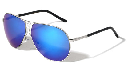 Flat Top Turbo Large Shield Mirror Pilot Khan Sunglasses for Men Khan KN-1086-CM-khan-colo-mirror-metal-aviators-sunglasses-05 {{ color }}