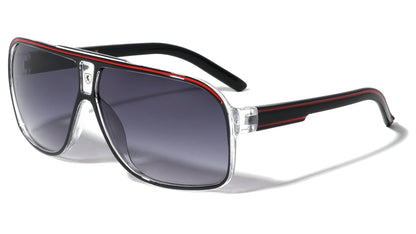 Men's Retro Pilot Sunglasses Khan Vintage Sports Designer Shades with UV400 BLACK RED Khan KN-5135-khan-plastic-crystal-frame-aviators-sunglasses-02