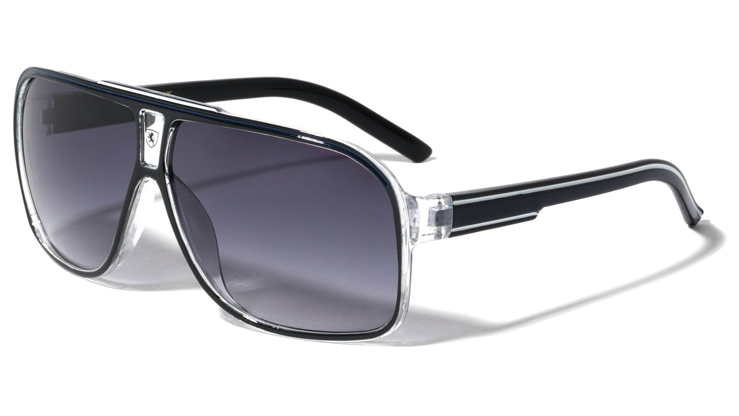 Men's Retro Pilot Sunglasses Khan Vintage Sports Designer Shades with UV400 BLACK BLUE Khan KN-5135-khan-plastic-crystal-frame-aviators-sunglasses-03