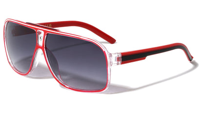 Men's Retro Pilot Sunglasses Khan Vintage Sports Designer Shades with UV400 RED WHITE BLACK Khan KN-5135-khan-plastic-crystal-frame-aviators-sunglasses-04