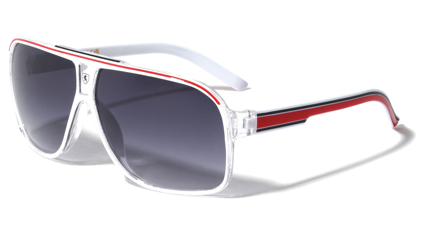 Men's Retro Pilot Sunglasses Khan Vintage Sports Designer Shades with UV400 WHITE RED Khan KN-5135-khan-plastic-crystal-frame-aviators-sunglasses-05
