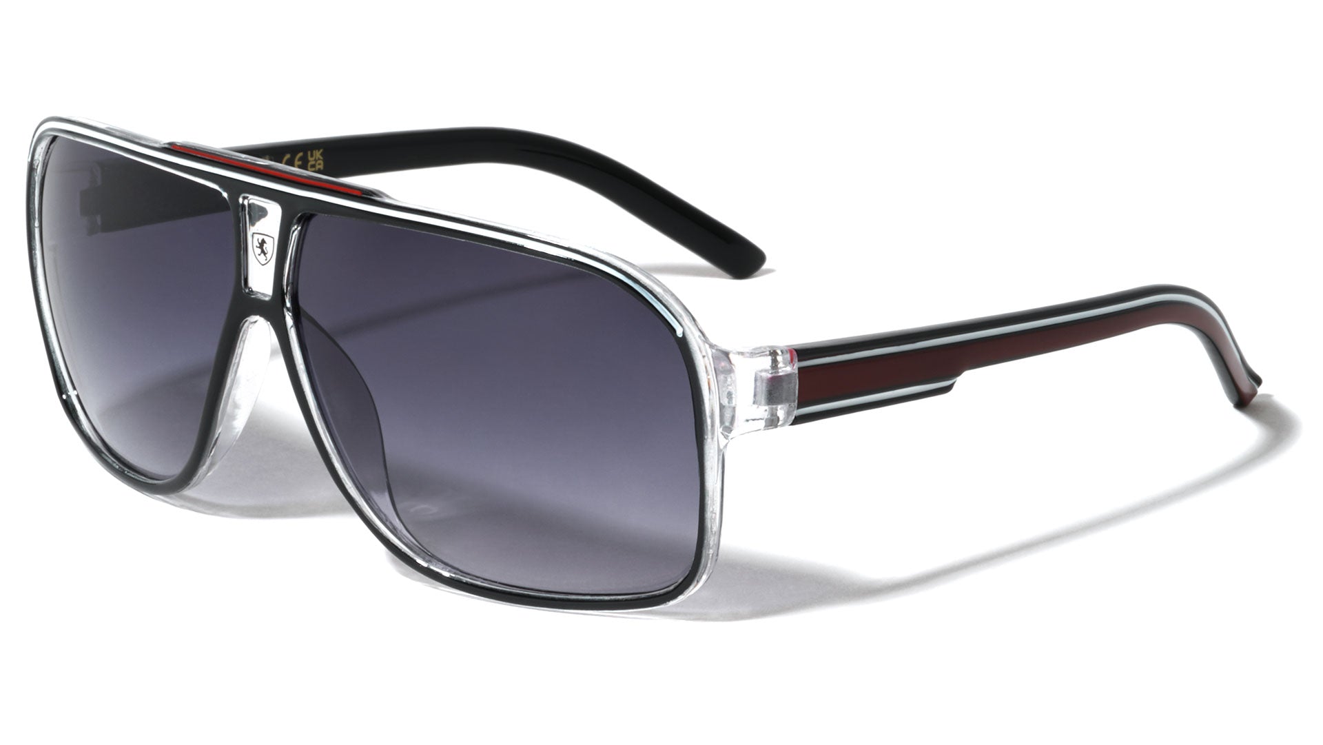 Men's Retro Pilot Sunglasses Khan Vintage Sports Designer Shades with UV400 BLACK WHITE RED Khan KN-5135-khan-plastic-crystal-frame-aviators-sunglasses-06