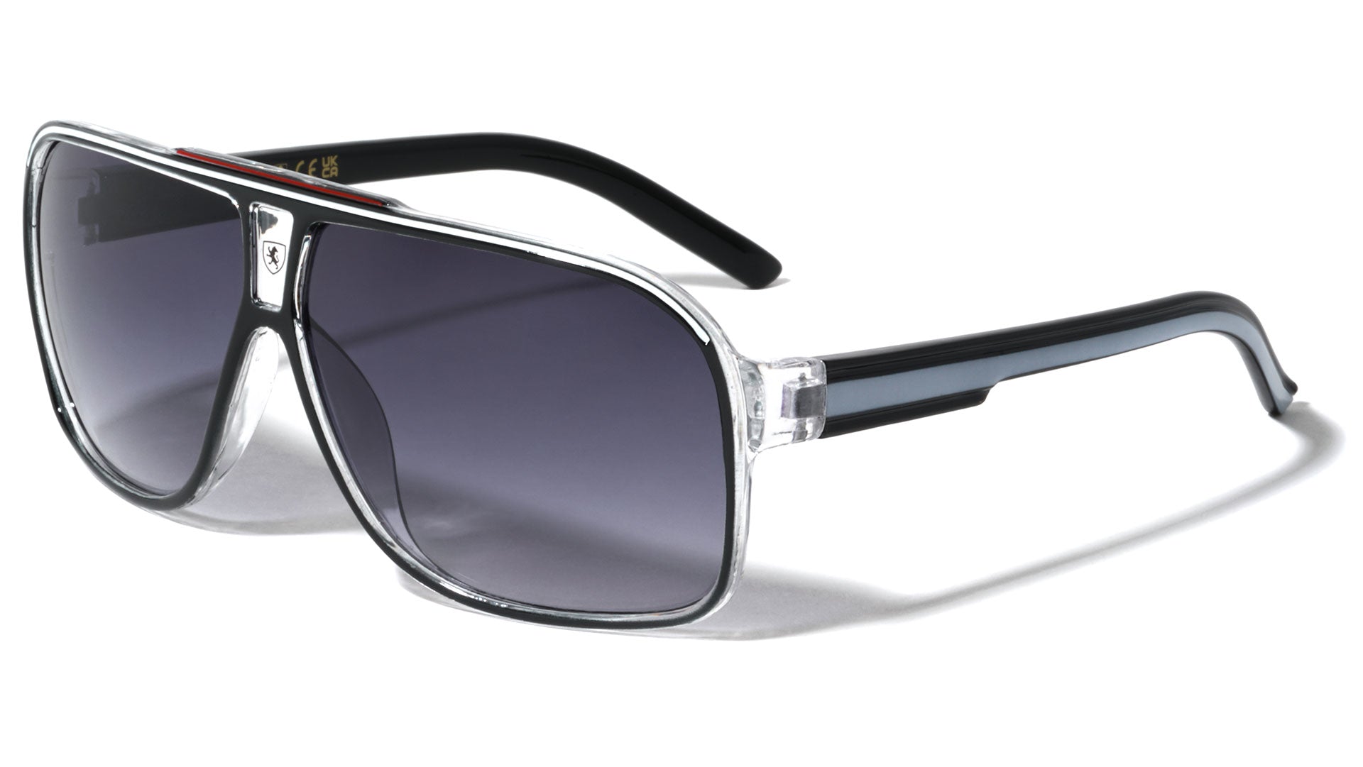 Men's Retro Pilot Sunglasses Khan Vintage Sports Designer Shades with UV400 BLACK WHITE Khan KN-5135-khan-plastic-crystal-frame-aviators-sunglasses-07