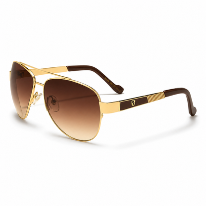 Khan Pilot Sunglasses – UV400 Gradient Colour Lens Small Frame Men’s Shades Khan KN-M21002 Brown gold brown gradient {{ color }}