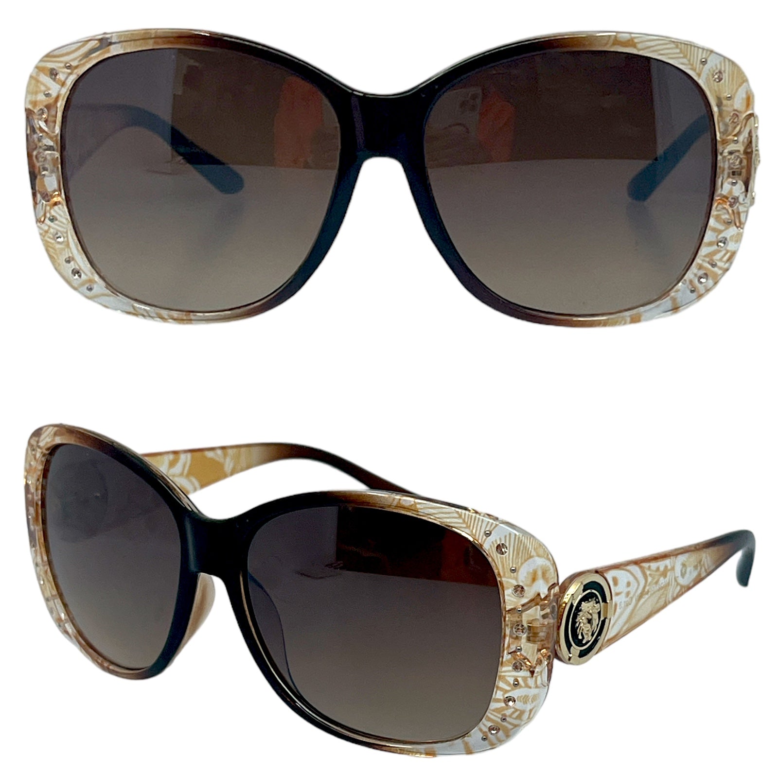 Designer Black Brown Rhinestone Sunglasses for women BROWN TWO TONE Kleo LH-5281-Kleo-womens-oversized-Rhinestone-sunglasses_2