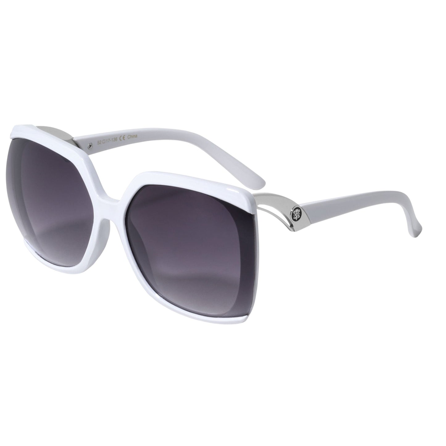 women's butterfly Oversized Kleo Shield Sunglasses UV400 Kleo LH-P4030-lion-head-butterfly-sunglasses-02 White Silver Smoke Gradient {{ color }}