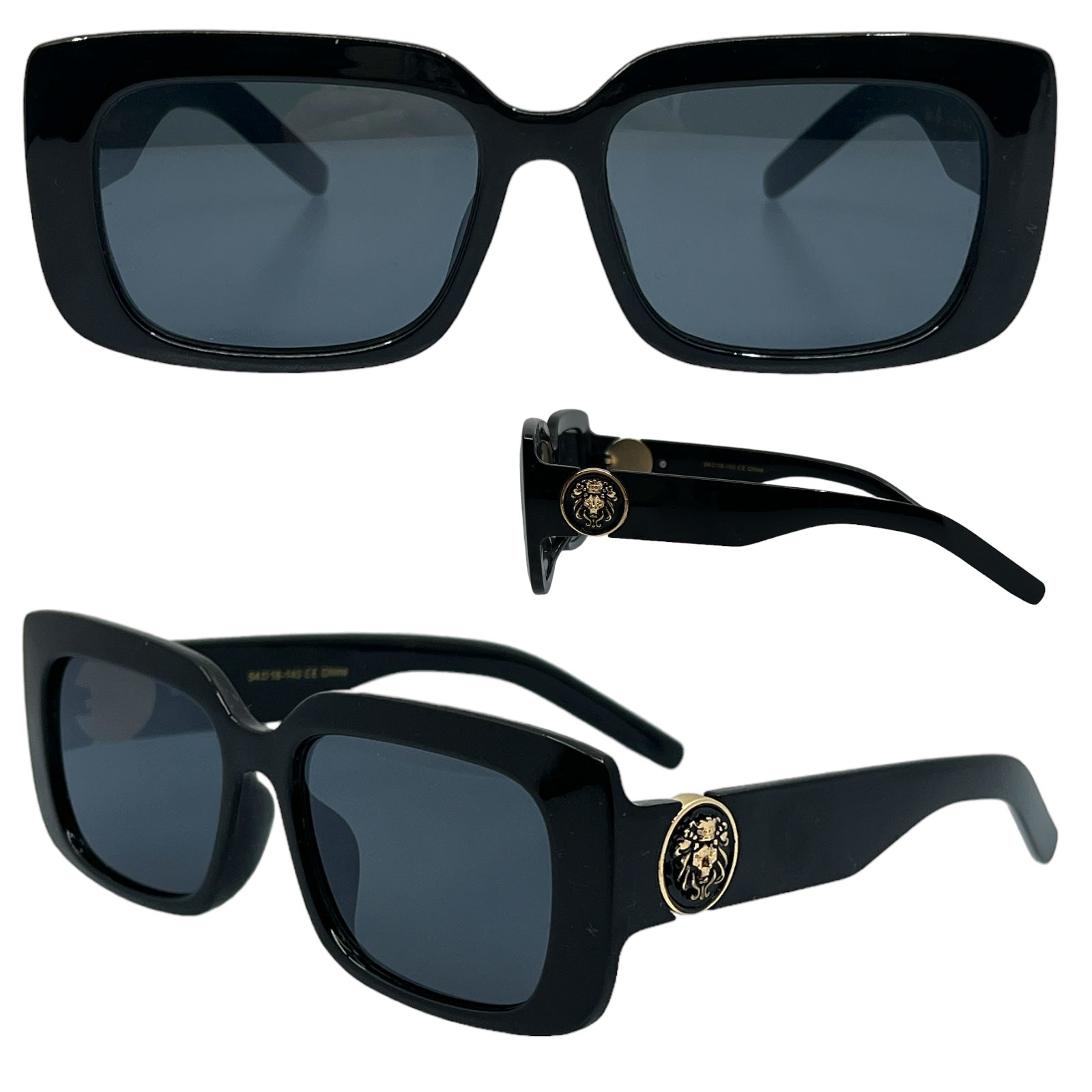 Women's Black Sunglasses Big Thick Frame Flat Rectangle UV400 Kleo LH-P4039-KLEORECTANGLEWOMENSSUNGLASSESWITHTHICKFRAME_1