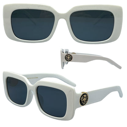 Women's Black Sunglasses Big Thick Frame Flat Rectangle UV400 White Smoke Lens Kleo LH-P4039-KLEORECTANGLEWOMENSSUNGLASSESWITHTHICKFRAME_6