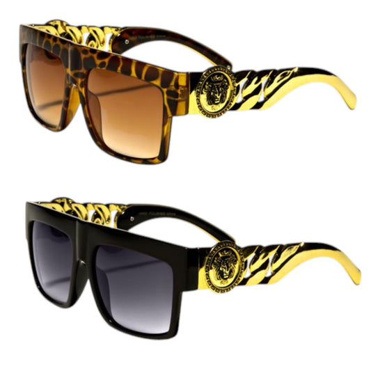Oversized Chain Temple Flat top Classic sunglasses Unisex