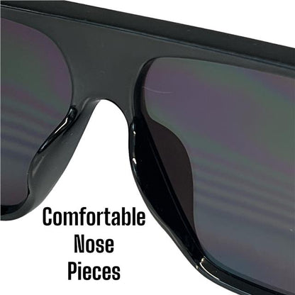 Locs Black Oversized Shield Sunglasses with One piece mirror lens Locs Hardcore Shades Locs-mirrored-wayfarer-flat-top-shield-sunglasses-_12